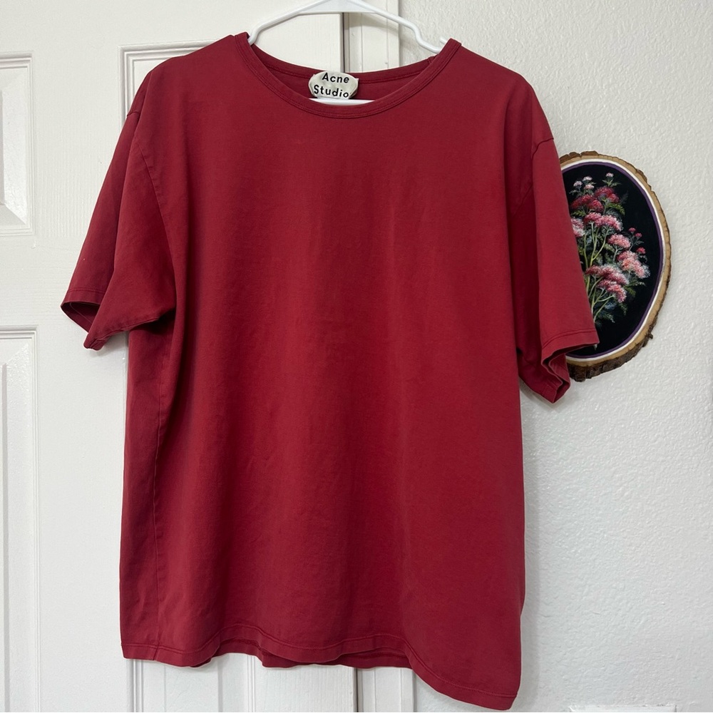 Acne Studios Maroon Red Solid Basic Tee Shirt Tsh… - image 1